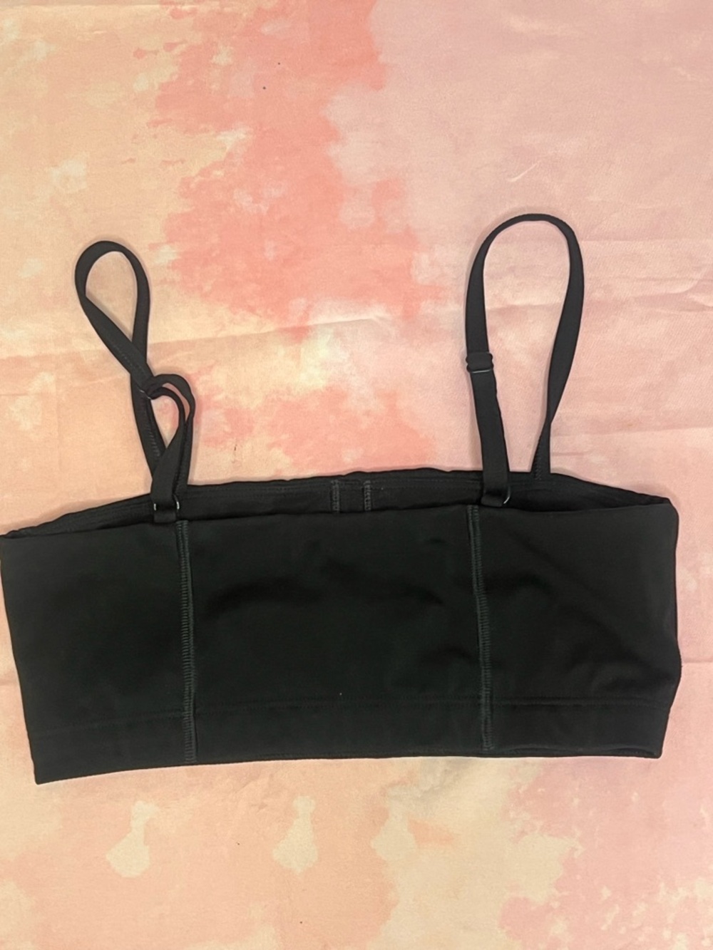 Gymshark Black Bandeau Sports Bra with White Logo - Picture 2 of 4